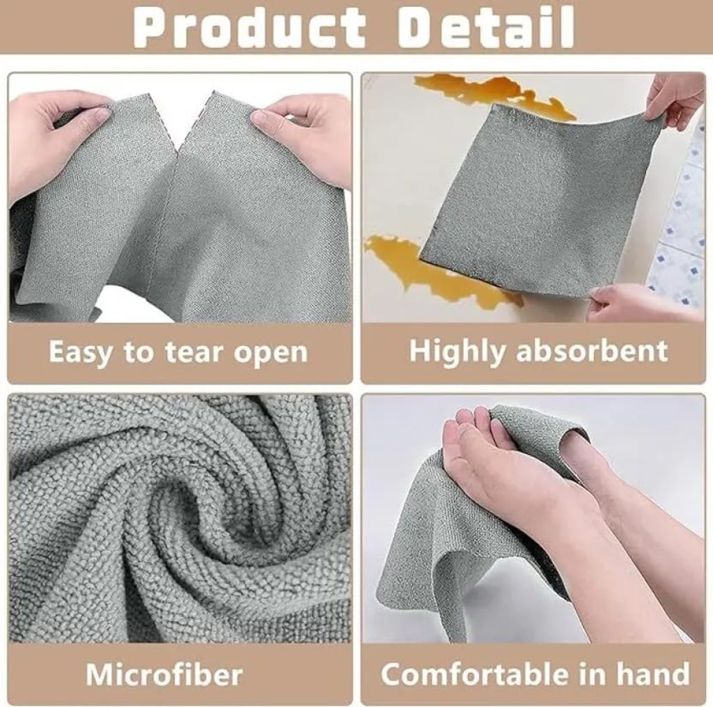 Reusable Microfiber Cleaning Cloth Roll Ultra Absorbent & Lint-Free Pack Of 20 Pcs (Buy 1 Get 1 Free)